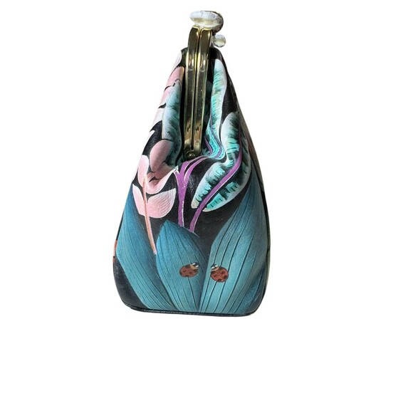 Anuschka Jungle Hand-Painted Leather Kiss Lock Clutch Crossbody Shoulder Bag - Picture 3 of 7